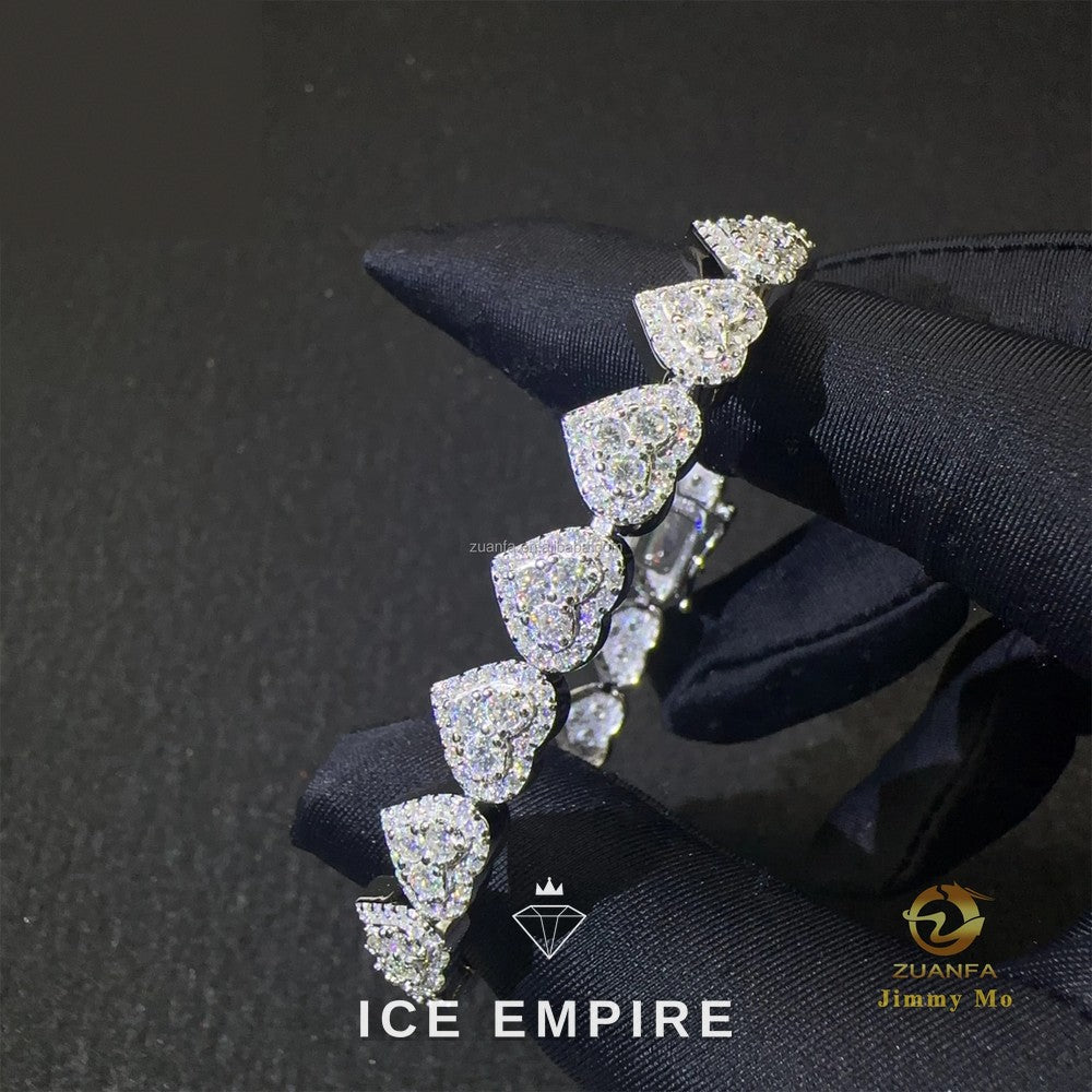 Iced Out Heart Gold Plated Moissanite Bracelet