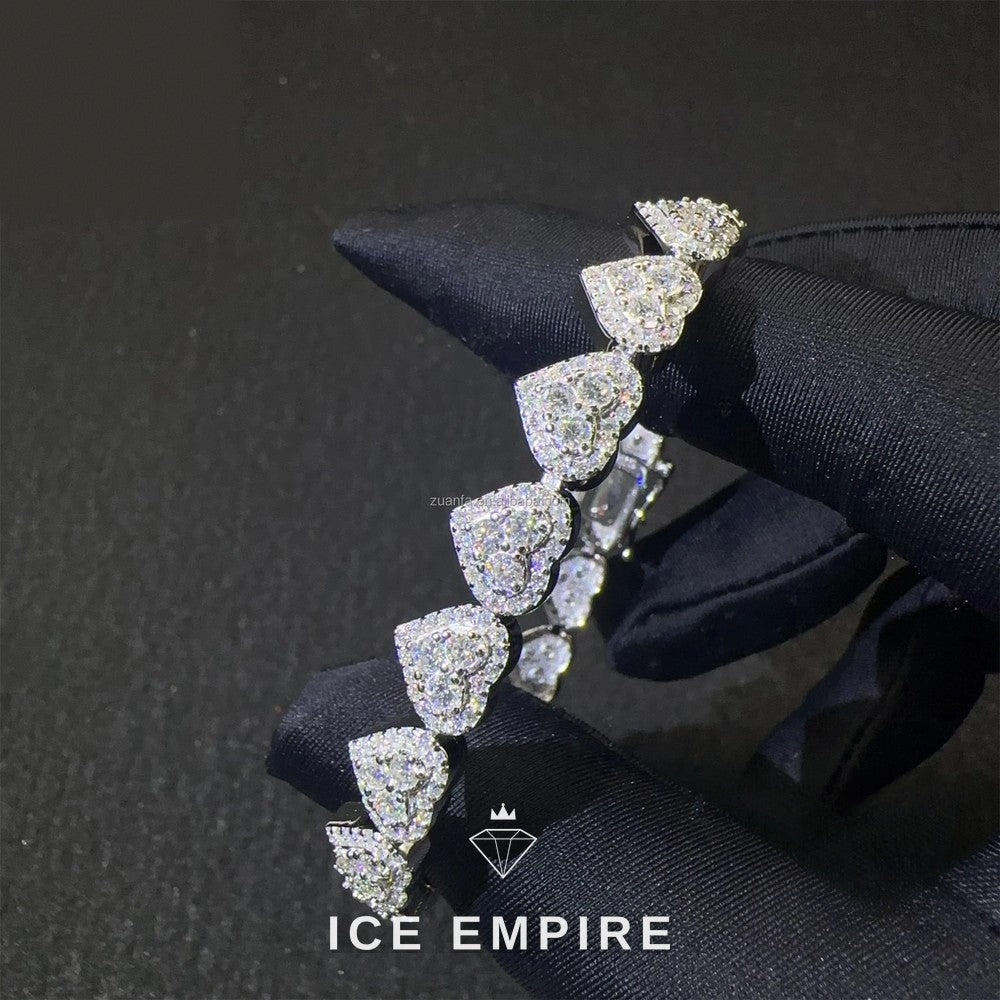 Iced Out Heart Gold Plated Moissanite Bracelet