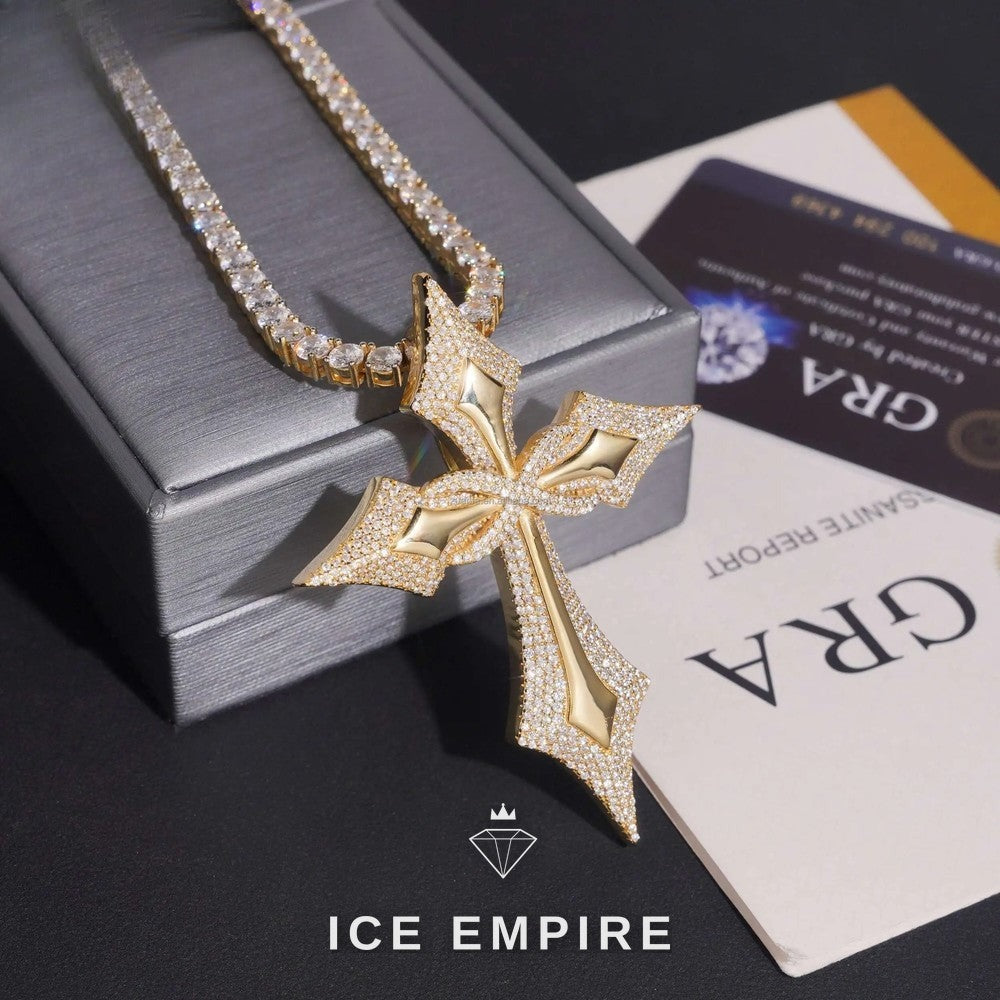 Iced Out Cross 925 Silver Moissanite Pendant
