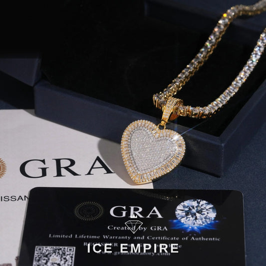 Iced Out Heart 925 Silver Moissanite Pendant