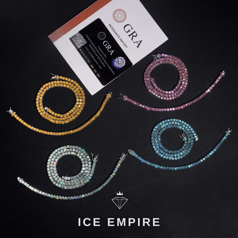 Iced Out 925 Silver Moissanite Tennis Chain