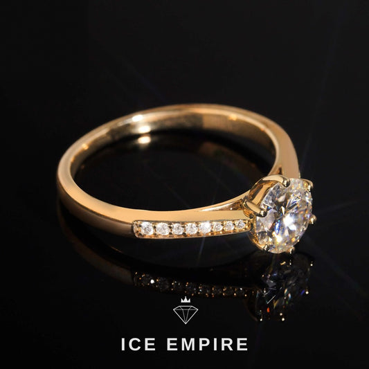 Iced Out 10K Gold Moissanite Engagement Ring