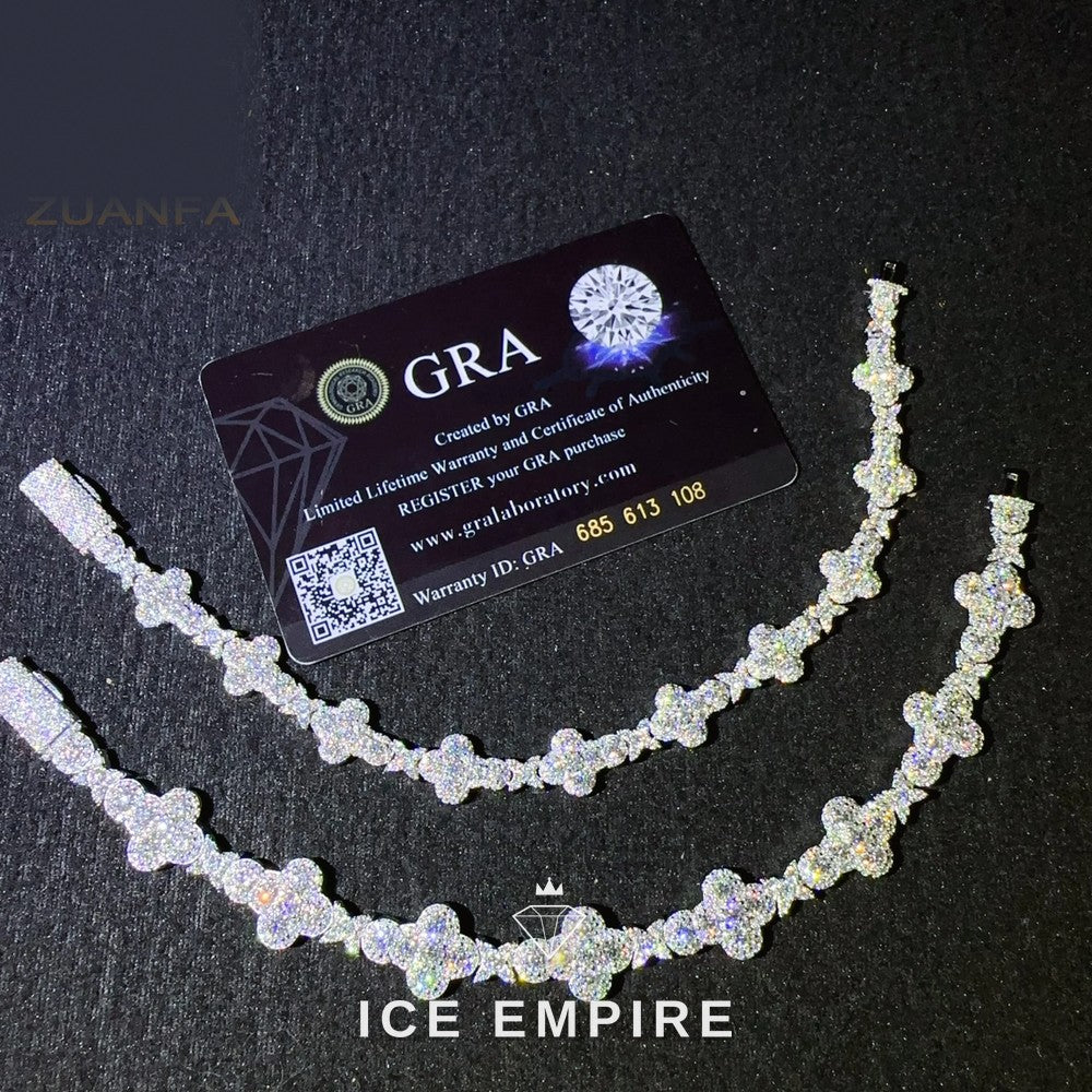 Iced Out Cross 925 Silver Moissanite Tennis Chain