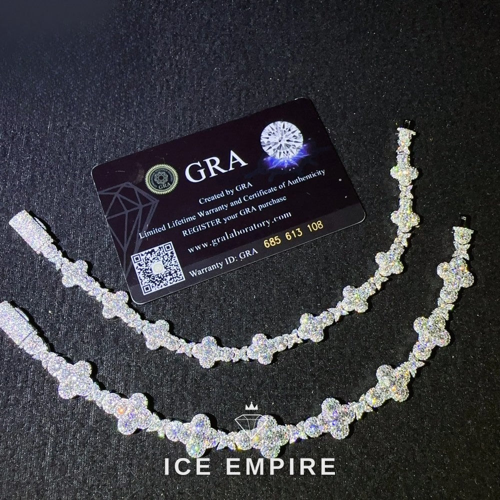 Iced Out Cross 925 Silver Moissanite Tennis Chain
