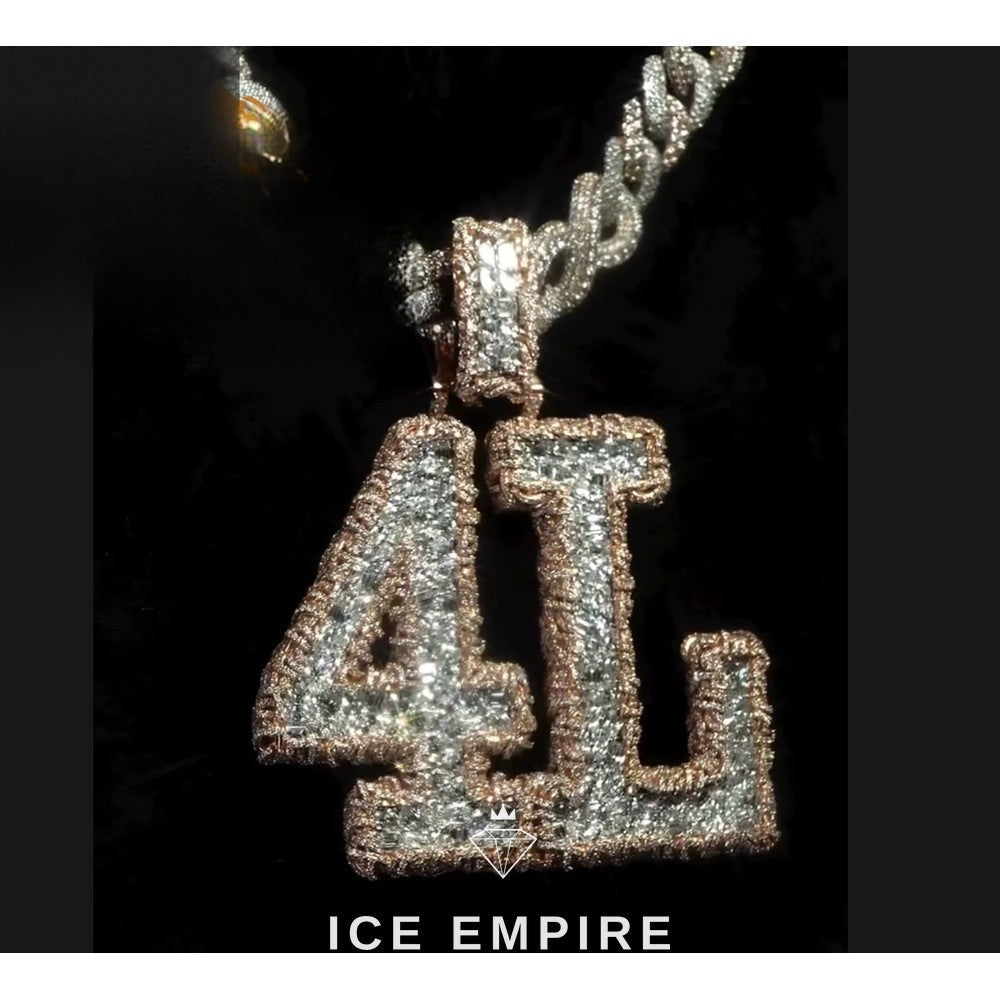 Iced Out Baguette Rose Gold Plated Moissanite Pendant