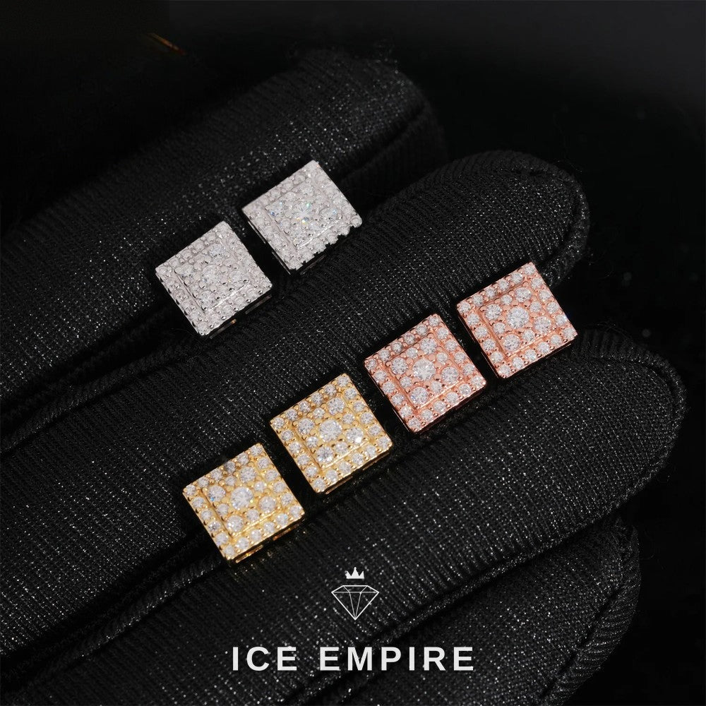 Iced Out Cluster 925 Silver Moissanite Stud Earrings