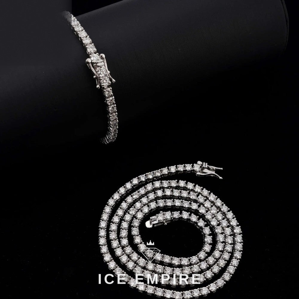 Iced Out 925 Silver Lab Grown Diamond Tennis Chain
