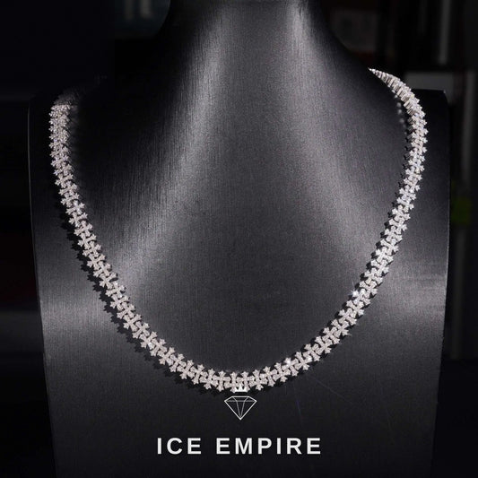 Iced Out Cross Rose Gold Plated Moissanite Cuban Chain