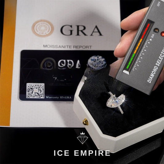 Iced Out 925 Silver Moissanite Engagement Ring