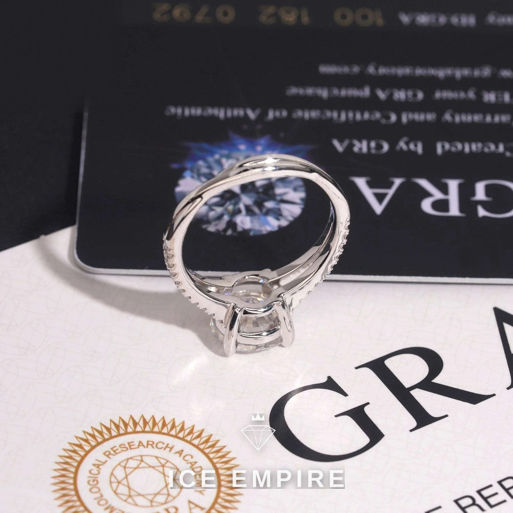 Iced Out 925 Silver Moissanite Engagement Ring