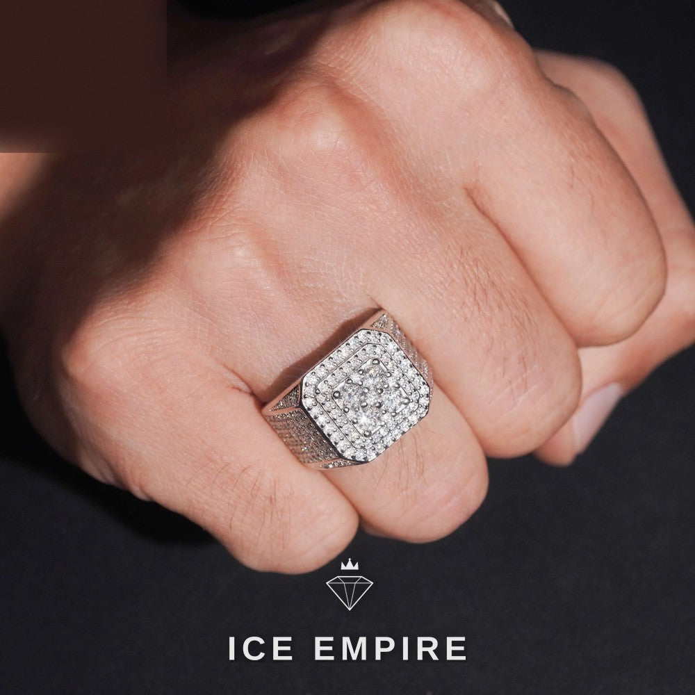 Iced Out 925 Silver Moissanite Ring