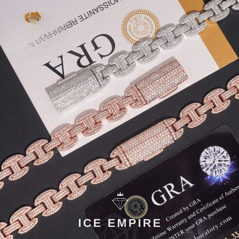 Iced Out Rose Gold Plated Moissanite Cuban Chain