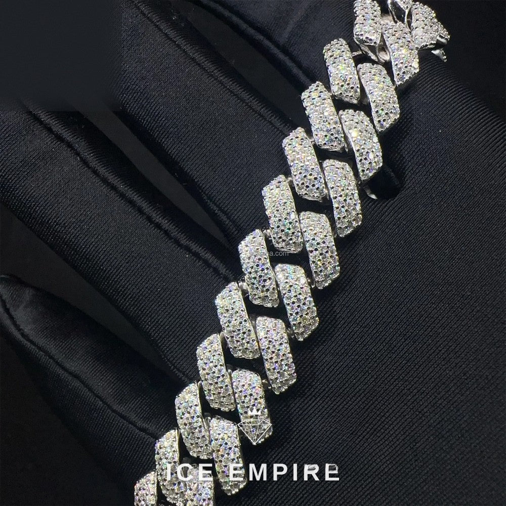Iced Out 925 Silver Moissanite Cuban Chain
