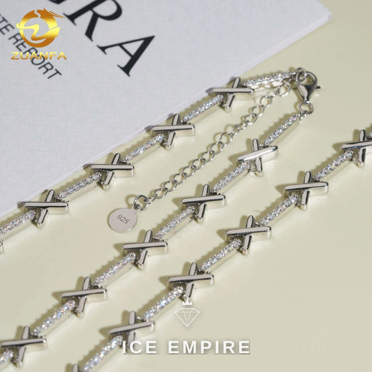 Iced Out Cross Rose Gold Plated Moissanite Cuban Chain