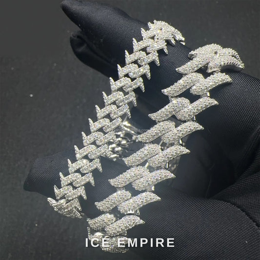Iced Out 925 Silver Moissanite Cuban Chain
