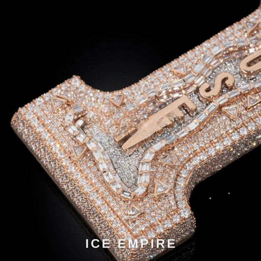 Iced Out Rose Gold Moissanite Pendant