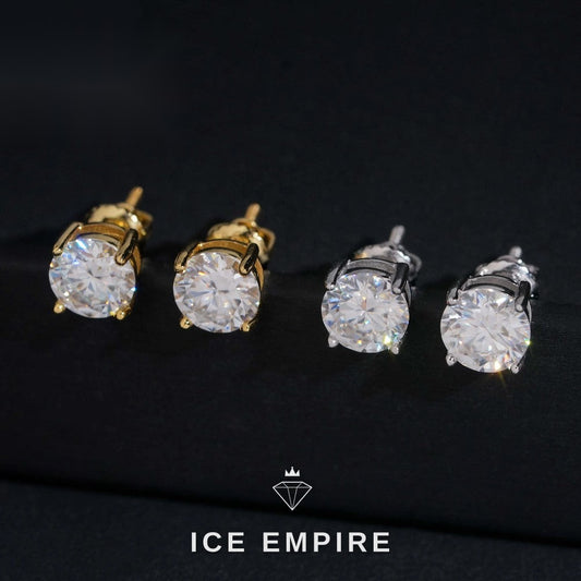 Iced Out Rose Gold Plated Moissanite Stud Earrings