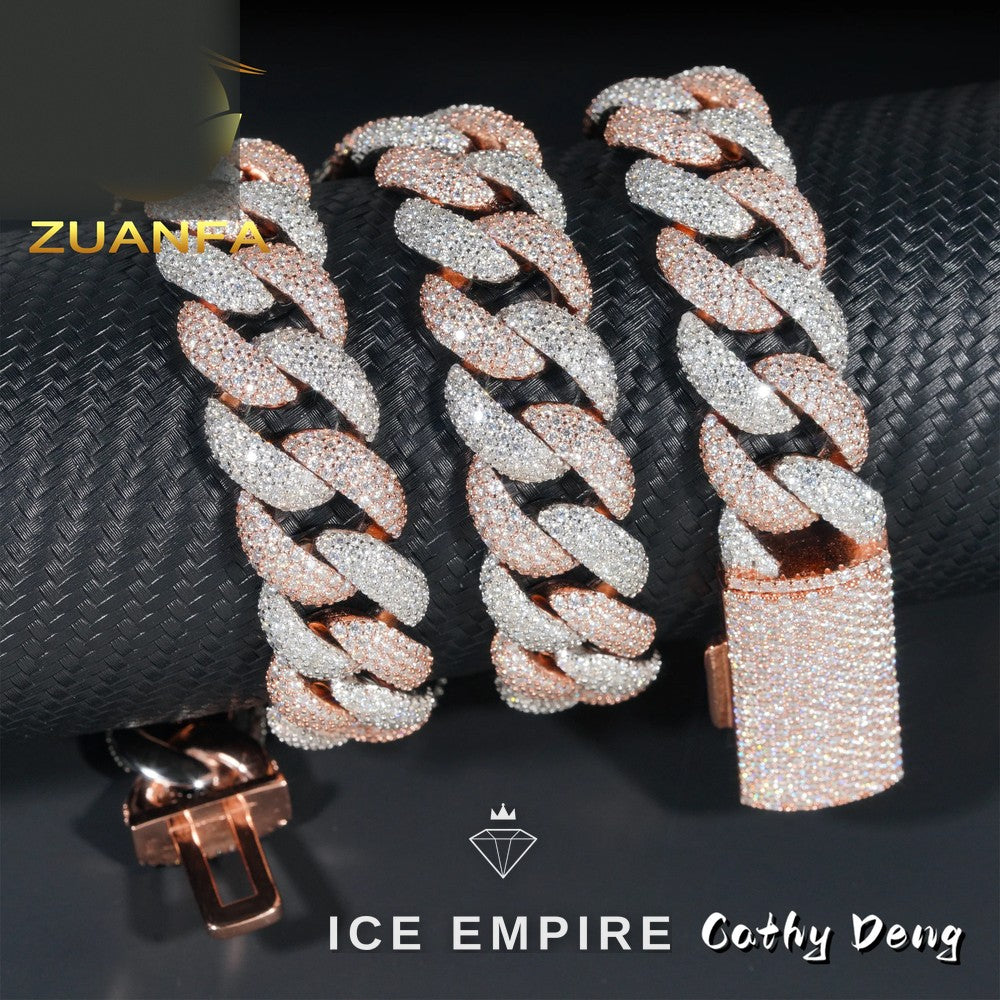 Iced Out Rose Gold Plated Moissanite Cuban Chain