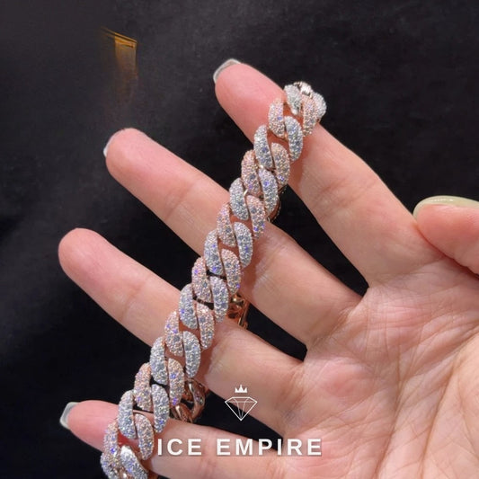 Iced Out 925 Silver Moissanite Cuban Chain