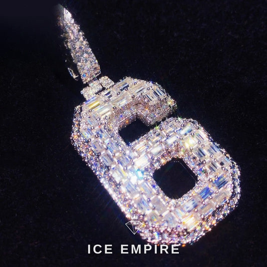 Iced Out Baguette 925 Silver Pendant
