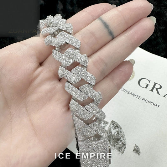 Iced Out Rose Gold Plated Moissanite Cuban Chain