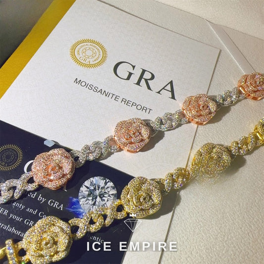 Iced Out 925 Silver Moissanite Cuban Chain