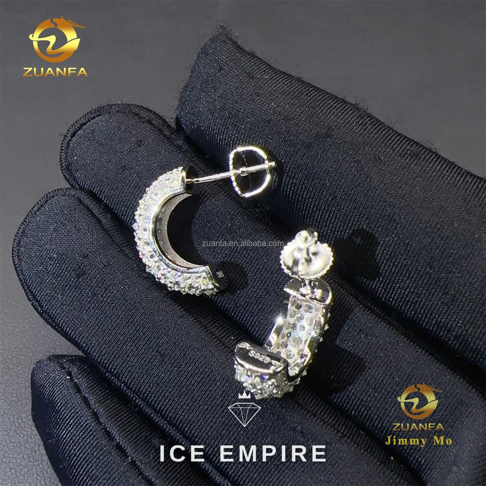 Iced Out 925 Silver Moissanite Earrings