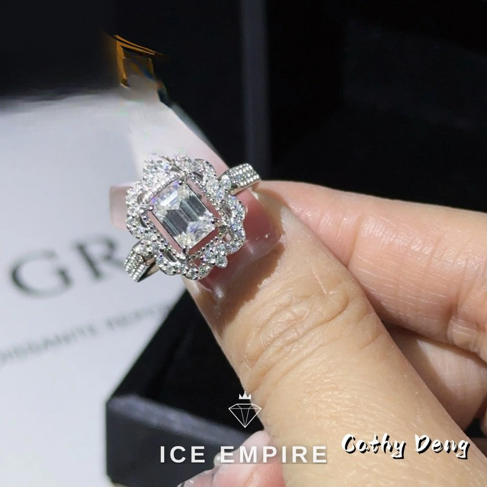 Iced Out 10K Gold Moissanite Engagement Ring