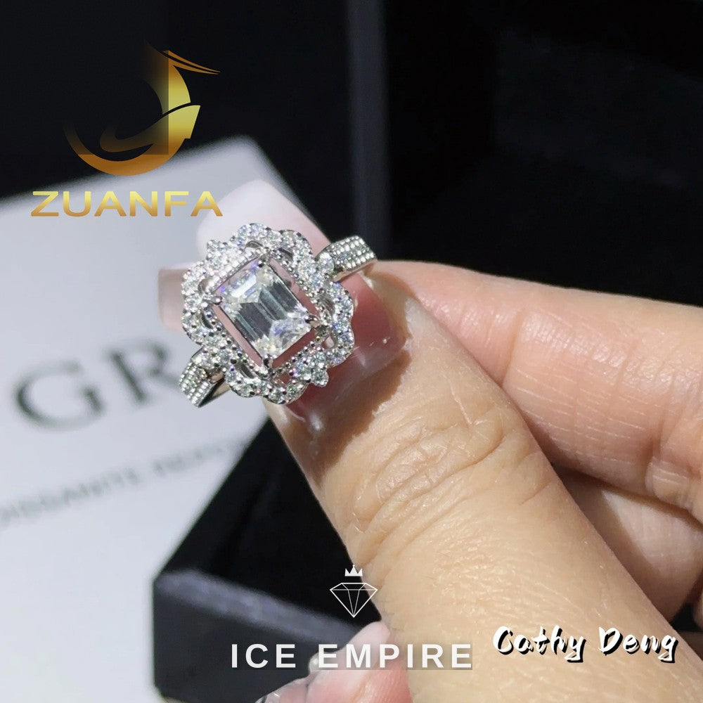 Iced Out 10K Gold Moissanite Engagement Ring
