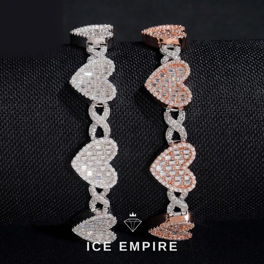 Iced Out Baguette Rose Gold Plated Moissanite Cuban Chain