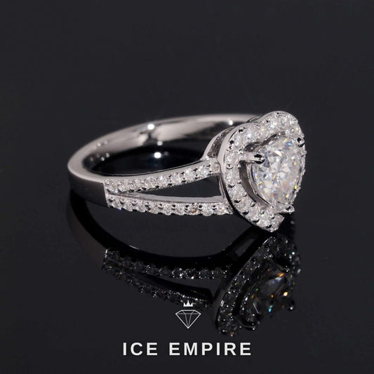 Iced Out Heart 18K Gold Moissanite Wedding Band