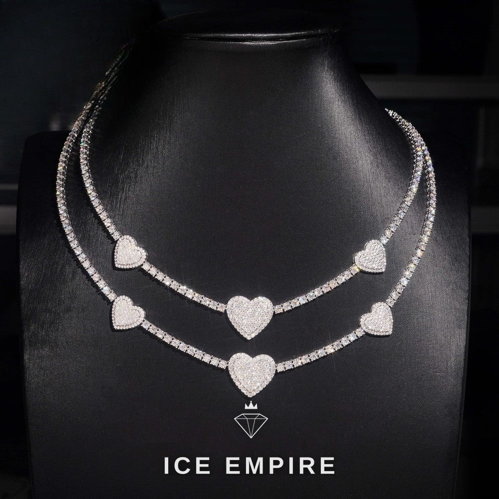 Iced Out Heart Rose Gold Plated Moissanite Cuban Chain