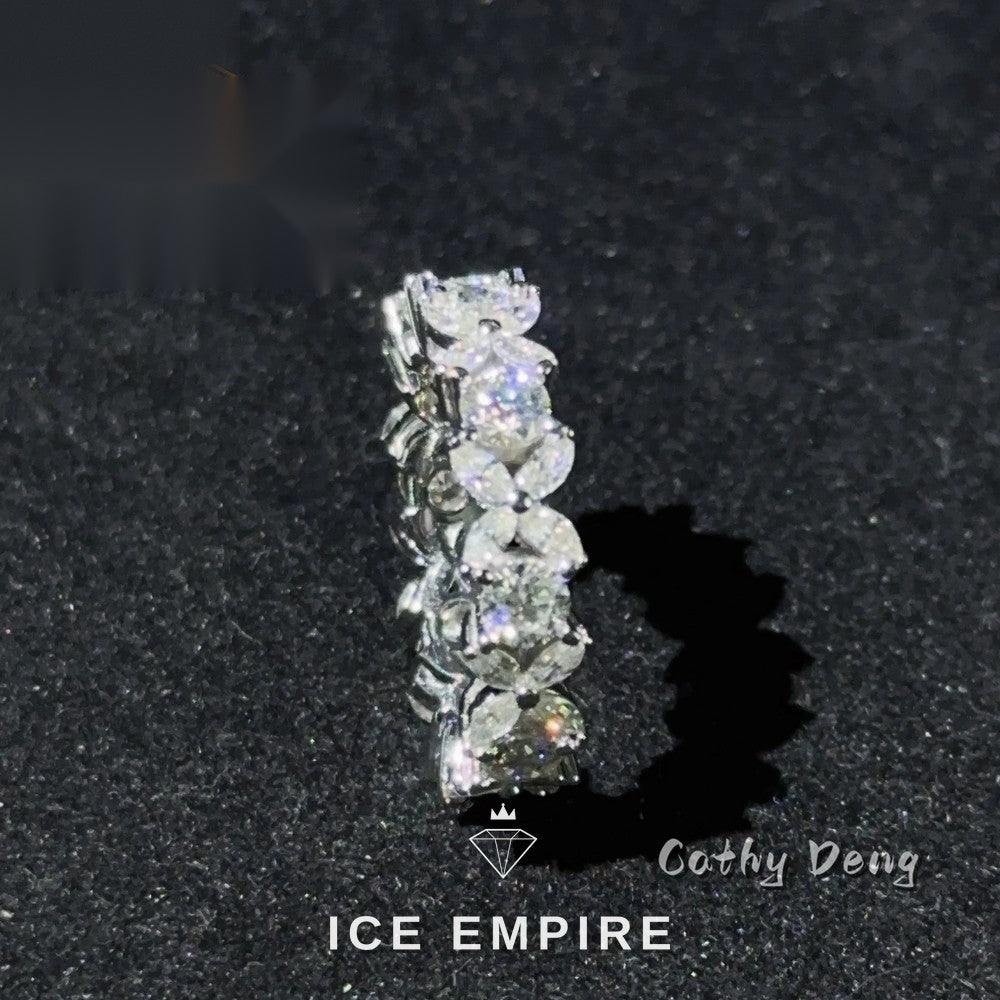Iced Out 925 Silver Moissanite Engagement Ring