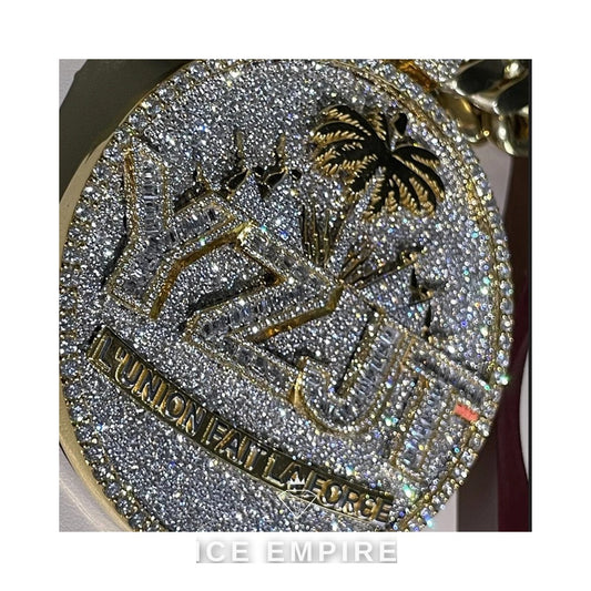 Iced Out Baguette Rose Gold Plated Moissanite Pendant