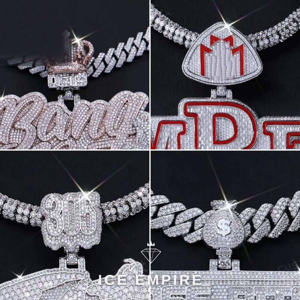 Iced Out Baguette 925 Silver Moissanite Pendant