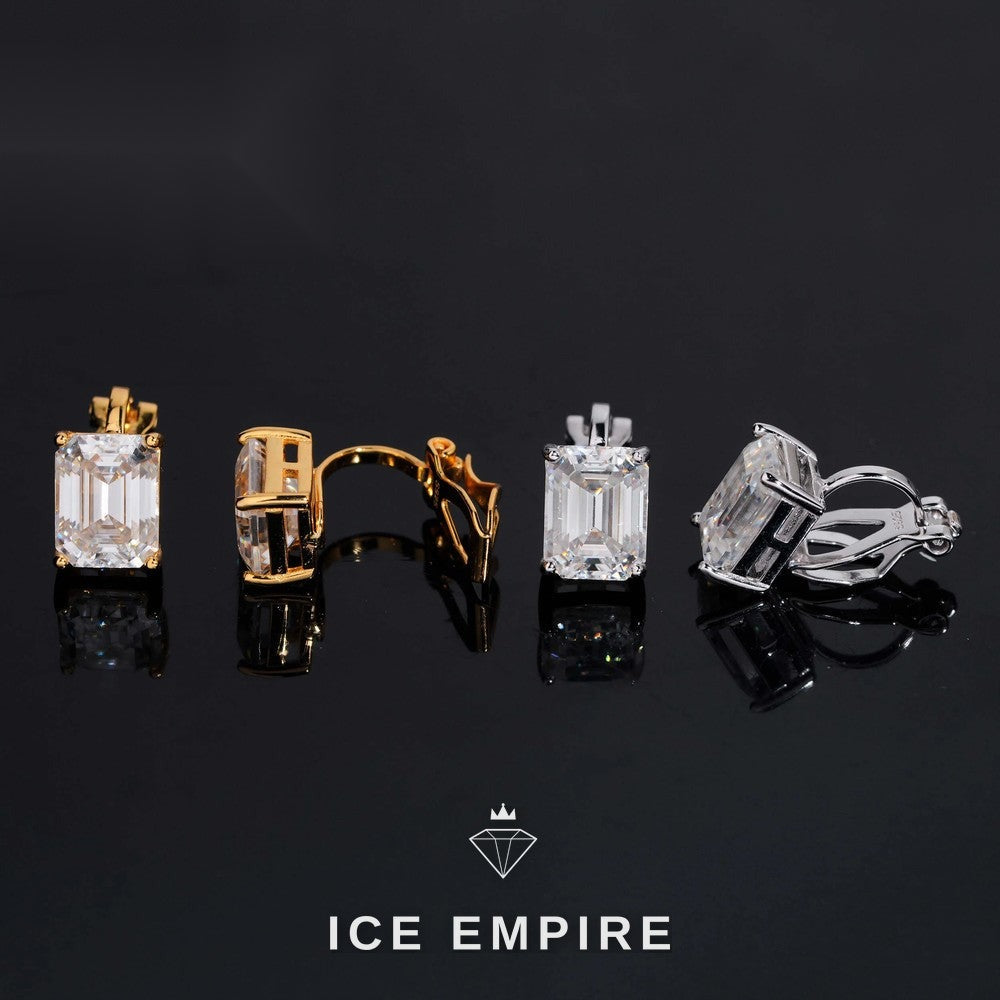 Iced Out 925 Silver Moissanite Stud Earrings