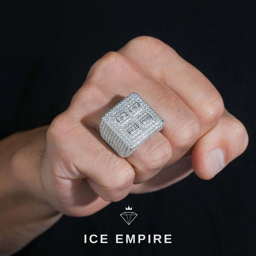 Iced Out Baguette 925 Silver Moissanite Ring