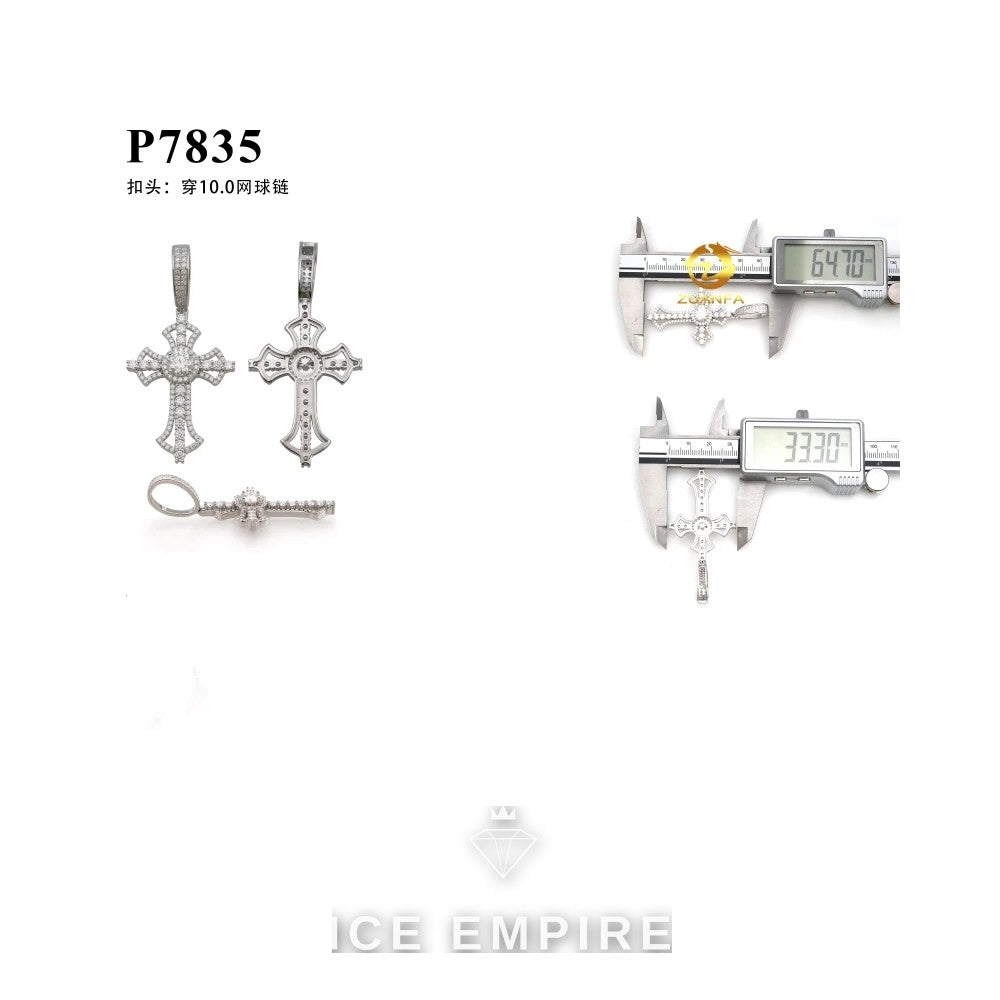 Iced Out Cross 925 Silver Moissanite Pendant