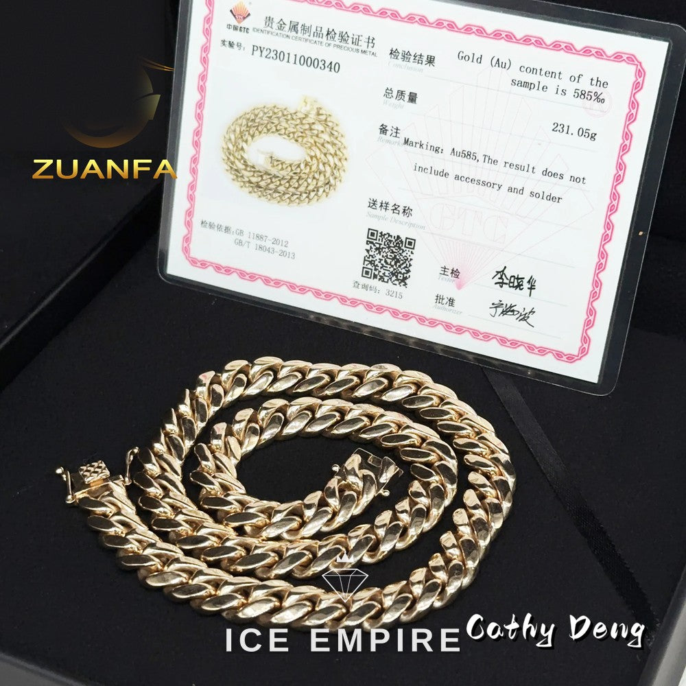 Iced Out 14K Gold Cuban Chain