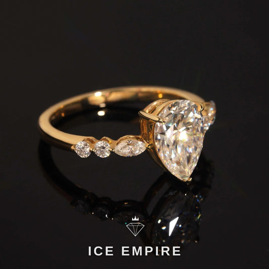Iced Out 10K Gold Moissanite Engagement Ring
