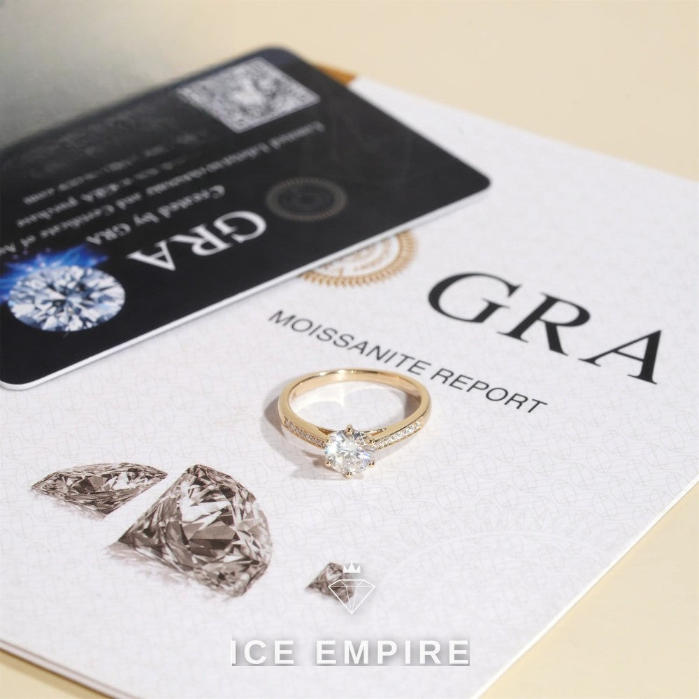 Iced Out 10K Gold Moissanite Engagement Ring