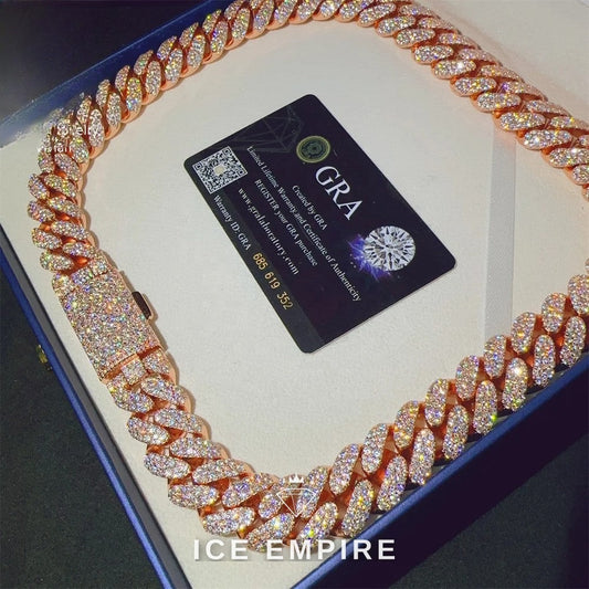 Iced Out Rose Gold Plated Moissanite Cuban Chain