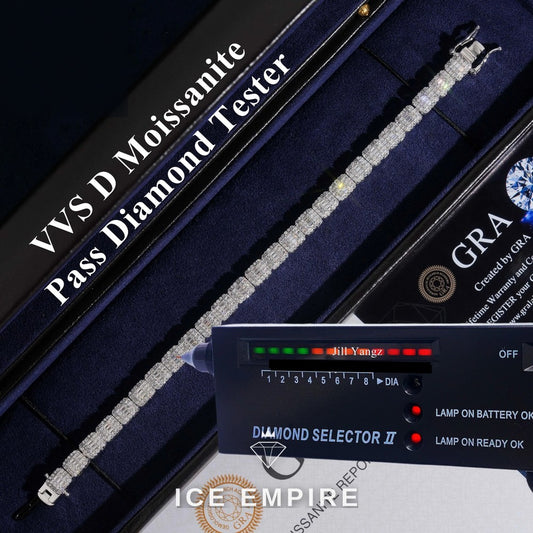 Iced Out Baguette Rose Gold Plated Moissanite Cuban Chain