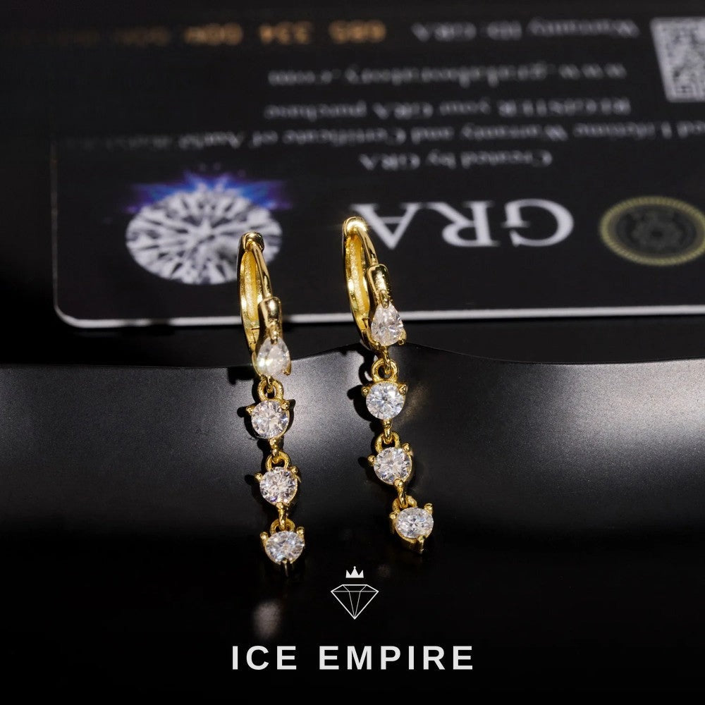Iced Out 925 Silver Moissanite Hoop Earrings