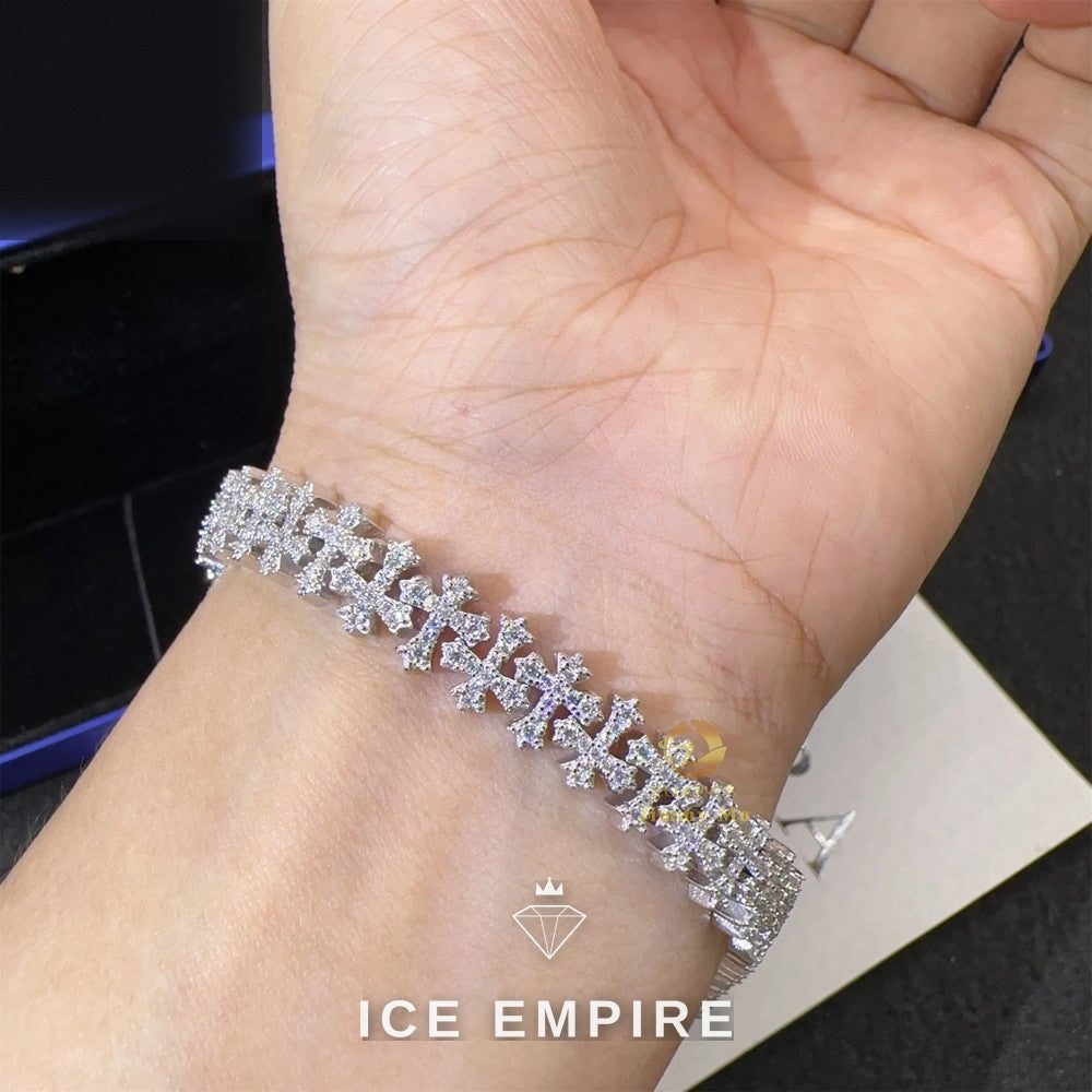 Iced Out Cross 925 Silver Moissanite Cuban Chain