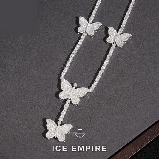 Iced Out Heart Rose Gold Plated Moissanite Cuban Chain