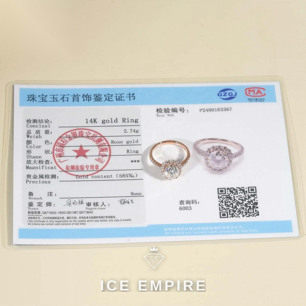 Iced Out Rose Gold Moissanite Engagement Ring