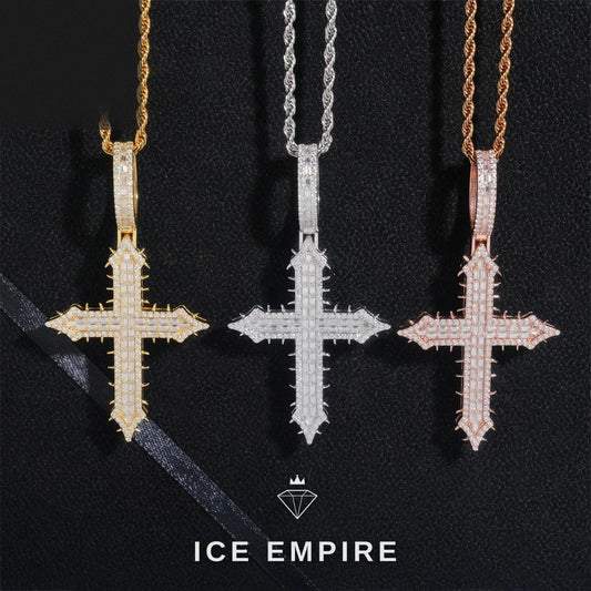 Iced Out Baguette Rose Gold Plated Moissanite Pendant