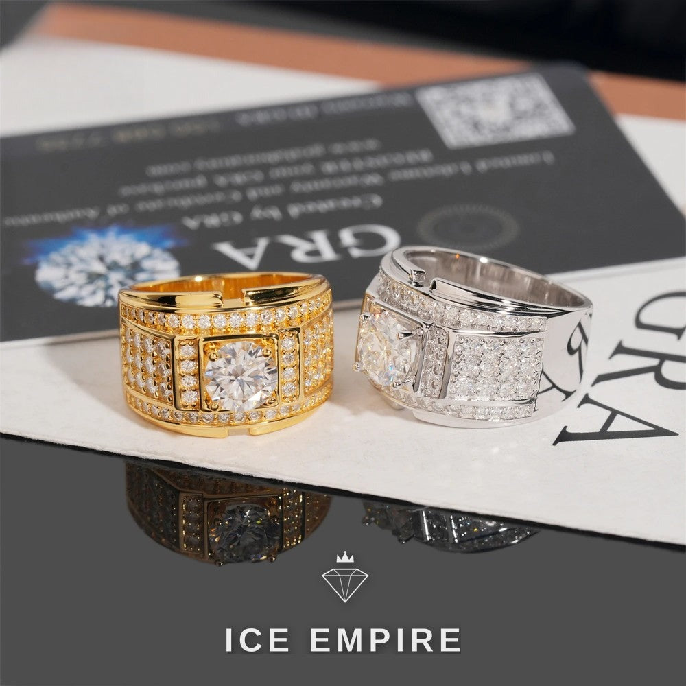 Iced Out 925 Silver Moissanite Ring