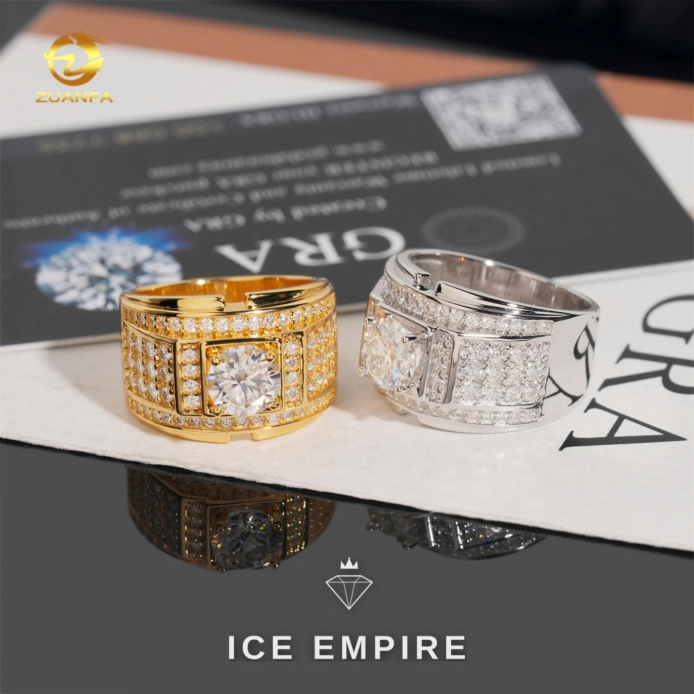 Iced Out 925 Silver Moissanite Ring